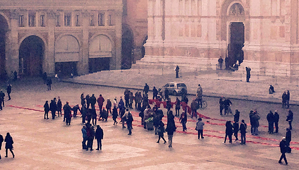 I lavoratori della Saeco in Piazza Maggiore