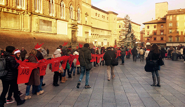 I lavoratori della Saeco in Piazza Maggiore